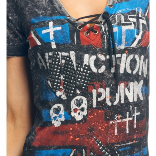 Womens Affliction London Fog V-neck Tee photo